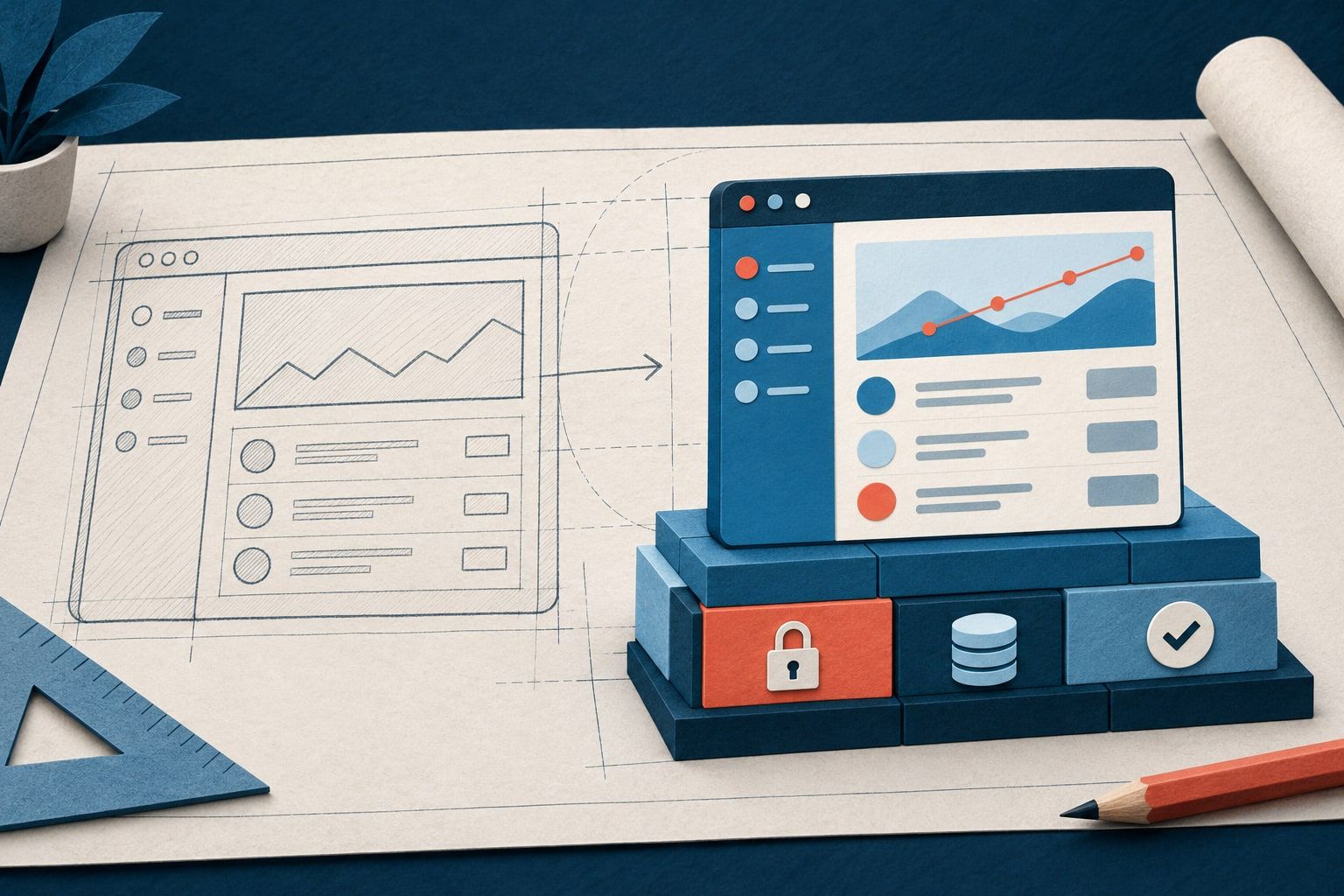 A sketched app prototype becomes a finished application with a secure foundation
