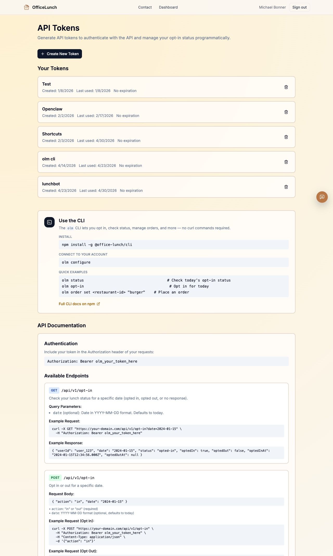 API tokens for automation