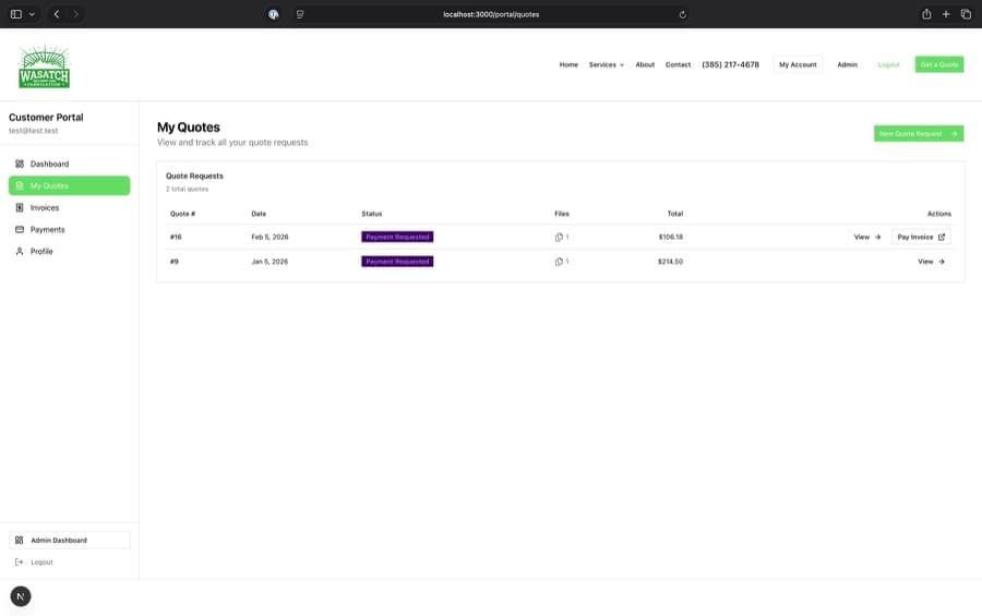 Customer Portal Screenshot 2