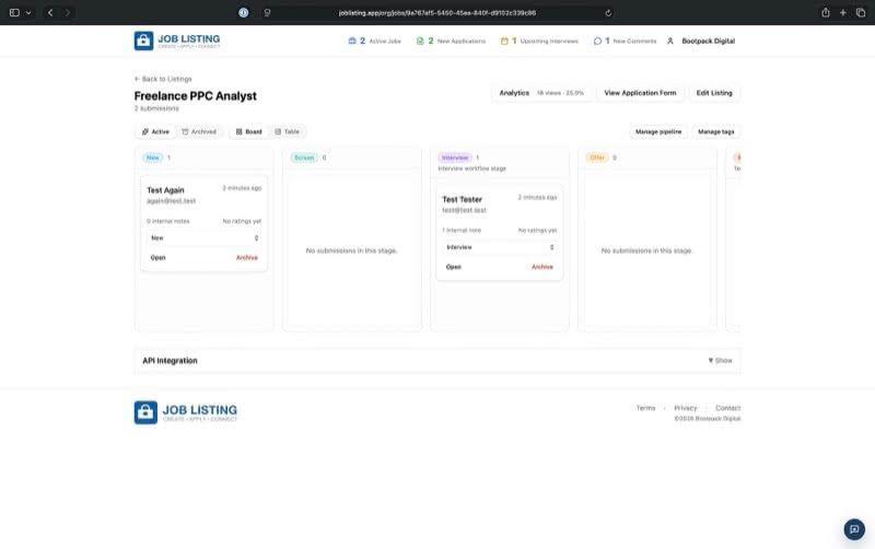 JobListing candidate board view