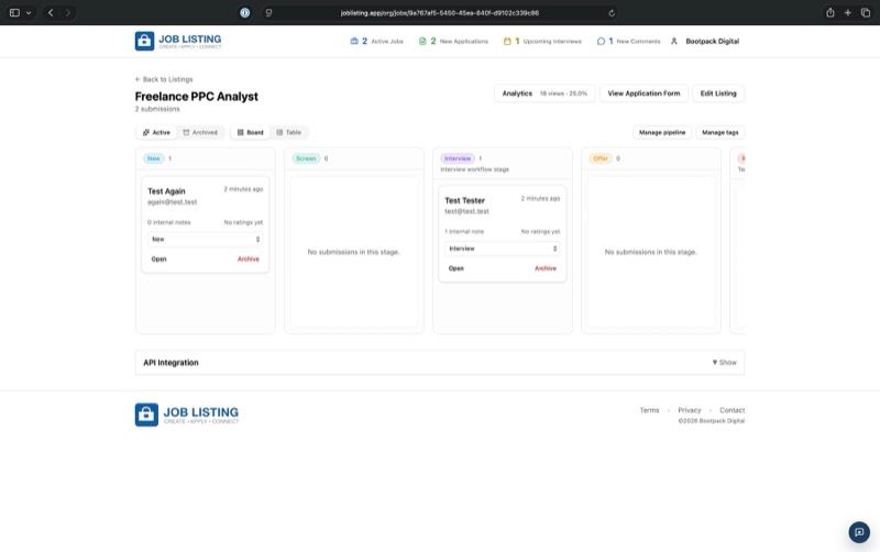 JobListing candidate board view