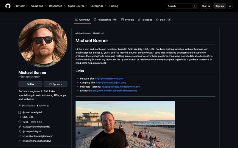 Screenshot of github.com/michaelbonner