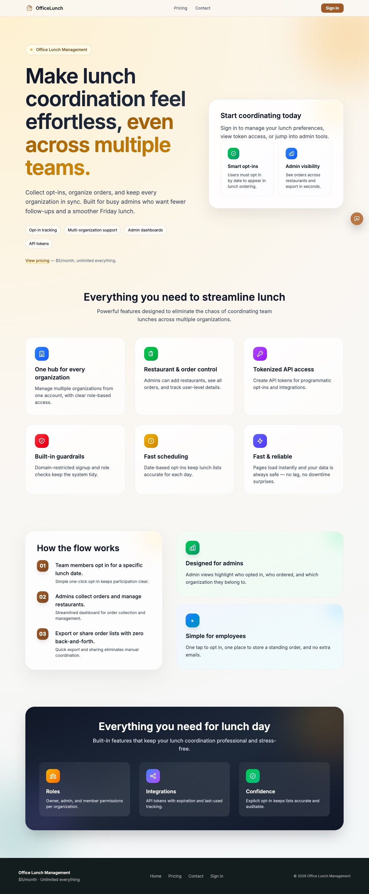 Office Lunch App homepage