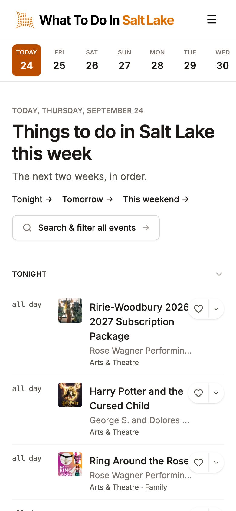 What To Do In Salt Lake homepage on a phone