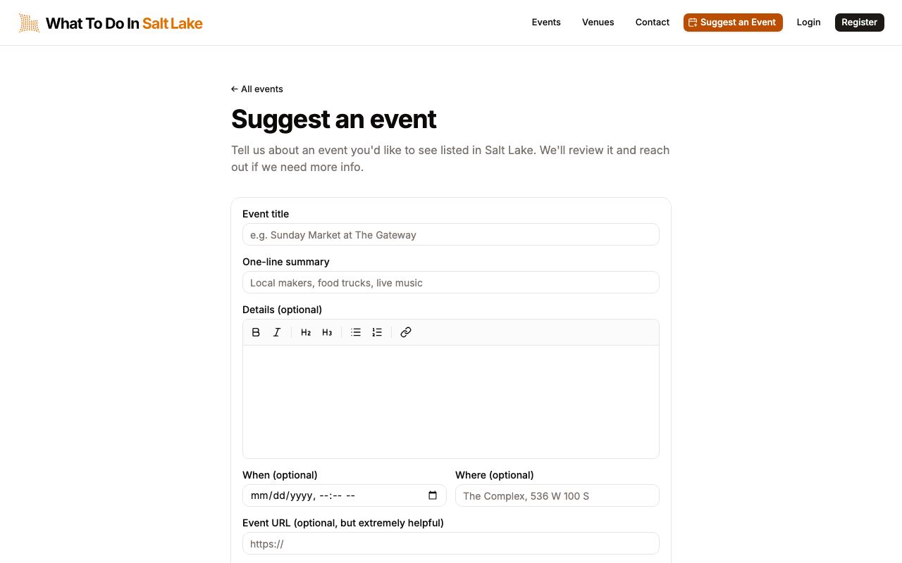 Suggest an event form