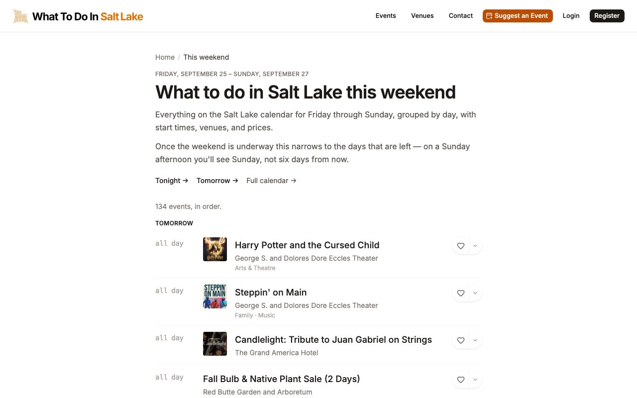 What to do in Salt Lake this weekend page